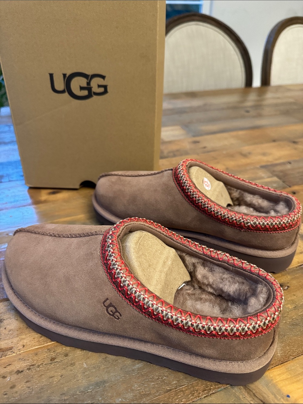 UGG w Tasman II 2 women’s brown Slip-On Loafers with Red Trim 1174470 new NIB 8